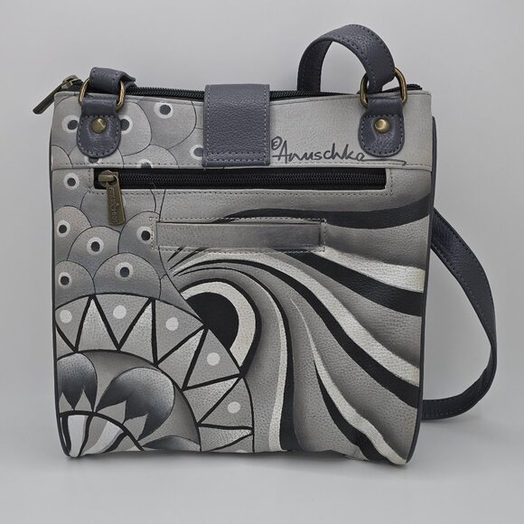 Anuschka Hand Painted Patchwork Pewter Three-Compartment Convertible Crossbody - Picture 2 of 9